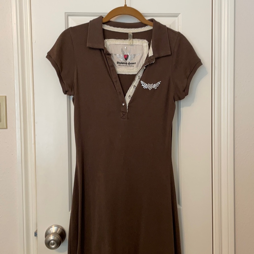 Twisted heart dress brown Size m